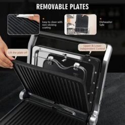 Costway Electric Panini Press Grill 1200W Sandwich Maker With Independent Temperature Control & Removable Drip Tray -Garden & Outdoors GUEST 00f8735c 8b3c 4677 b1dd 6389379e9081