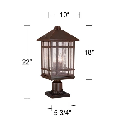 Kathy Ireland Sierra Rustic Outdoor Post Light Rubbed Bronze With Pier Mount Adapter 22" Seedy Glass Panels For Exterior Barn Deck House Porch Yard 5 Kathy Ireland Sierra Rustic Outdoor Post Light Rubbed Bronze With Pier Mount Adapter 22" Seedy Glass Panels For Exterior Barn Deck House Porch Yard - Image 3