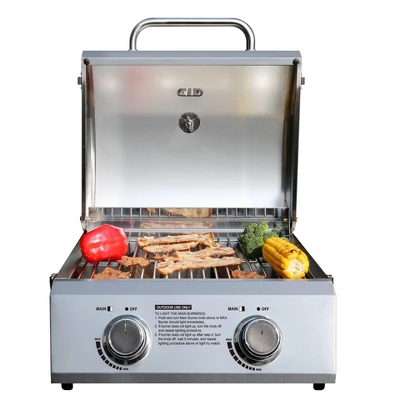 2-Burner Portable Tabletop Stainless Steel Propane Gas Grill Model 13742 - Monument Grills 4 2-Burner Portable Tabletop Stainless Steel Propane Gas Grill Model 13742 - Monument Grills - Image 2