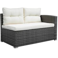 4pc Wicker Patio Set With Large Storage Box & Cushions - Gray/Beige - GODEER -Garden & Outdoors GUEST 02bb81bf 04a8 48da 9ab4 f2549fce268e