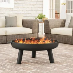 Nature Spring Round Steel Outdoor Fire Pit – Black -Garden & Outdoors GUEST 02bc35ac 1995 46ed a8c8 e3b2a1ca59e1