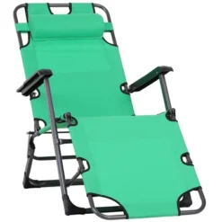 Outsunny 2-in-1 Folding Patio Lounge Chair W/ Pillow, Outdoor Portable Sun Lounger Reclining To 120°/180°, Oxford Fabric -Garden & Outdoors GUEST 03e0ba84 1f87 4006 8f7b 5871e2501344