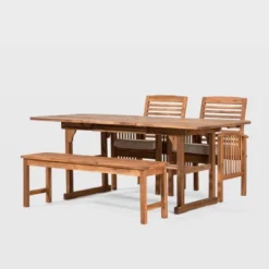 Ravenscroft 4pc Extendable Acacia Wood Outdoor Dining Set - Saracina Home -Garden & Outdoors GUEST 05ab73f4 1340 427a b6c1 e995012a08c6