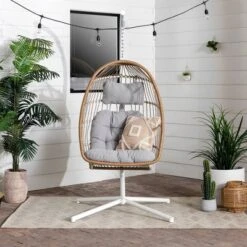 Toluca Hanging Outdoor Boho Egg Chair With Cushion - Saracina Home -Garden & Outdoors GUEST 05e77d11 5bc0 4aed 8be6 80ea07404972