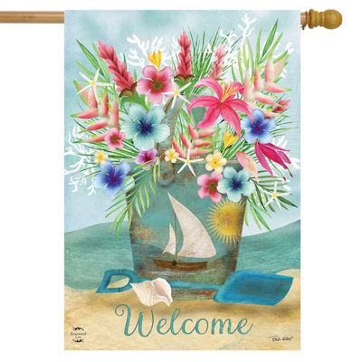 Coastal Flowers Summer House Flag Welcome Beach 28" X 40" Briarwood Lane 3 Coastal Flowers Summer House Flag Welcome Beach 28" X 40" Briarwood Lane