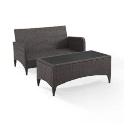 Kiawah 2pc Wicker Patio Seating Set - Sand - Crosley -Garden & Outdoors GUEST 071c987d c44f 4a1a a02c 171ac3b17c1d
