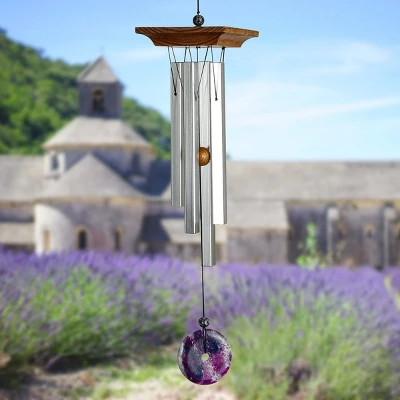 Woodstock Wind Chimes Signature Collection, Woodstock Amethyst Chime, Small 21'' Silver Wind Chime WYBR 3 Woodstock Wind Chimes Signature Collection, Woodstock Amethyst Chime, Small 21'' Silver Wind Chime WYBR