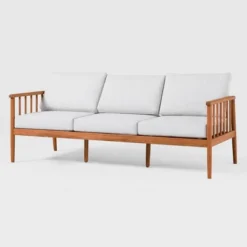 Saracina Home Modern Boho Eucalyptus Outdoor Spindle Sofa With Cushions -Garden & Outdoors GUEST 07b63e12 cb07 408e a945 45c4d739af90