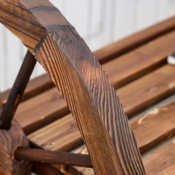Outsunny Wooden Wagon Wheel Bench, 3-Person Rustic Slatted Seat, Outdoor Patio Furniture, Brown -Garden & Outdoors GUEST 089c1f63 4743 4b12 9ae7 580166a7ac4d