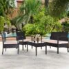 Costway 8PCS Patio Rattan Conversation Furniture Set Cushioned Seat Glass Table -Garden & Outdoors GUEST 096a7961 5820 4ab3 932d ab74b6dfe4bd