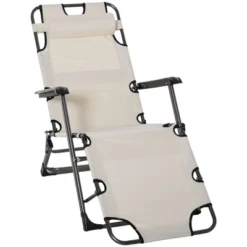 Outsunny 2-in-1 Folding Patio Lounge Chair W/ Pillow, Outdoor Portable Sun Lounger Reclining To 120°/180°, Oxford Fabric -Garden & Outdoors GUEST 098be973 f6c8 4457 9e93 6c8674ed76a8