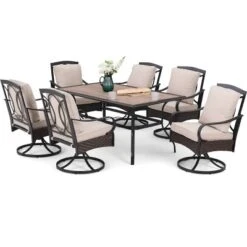 2pk Outdoor Swivel Chairs With Metal Frame, Wicker & Seat & Back Cushions - Captiva Designs -Garden & Outdoors GUEST 0a98666f a501 43b7 b25c da518419bcfe