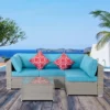 5pc Wicker Patio Seating Set With Cushions - Gray/Blue - GODEER -Garden & Outdoors GUEST 0c2cc0f9 9e75 4f6b 88ef cec06751a573