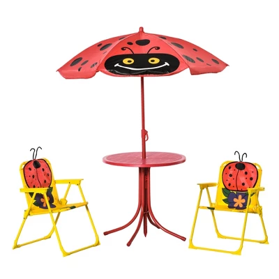 Outsunny Kids Picnic Table And Chair Set, Outdoor Folding Garden Furniture, For Patio Backyard, With Monkey Pattern, Removable & Height Adjustable Sun Umbrella, Aged 3-6 Years Old 8 Outsunny Kids Picnic Table And Chair Set, Outdoor Folding Garden Furniture, For Patio Backyard, With Monkey Pattern, Removable & Height Adjustable Sun Umbrella, Aged 3-6 Years Old - Image 6