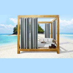 Commonwealth Seascapes Stripes Light Filtering Provide Privacy Satiny Look Grommet Outdoor Panel Pair Black -Garden & Outdoors GUEST 0d3ce26e 0e19 4254 8320 102f024922ef