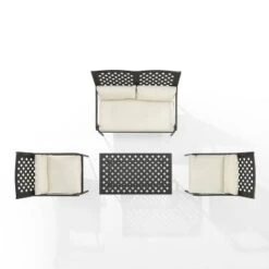 4pc Alistair Outdoor Steel Conversation Set Creme/Matte Black - Crosley -Garden & Outdoors GUEST 0e46cac2 e657 4d98 b560 d7445d2acb9d