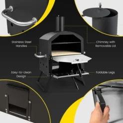 Costway 2-Layer Pizza Oven Wood Fired Pizza Grill Outside Pizza Maker With Waterproof Cover -Garden & Outdoors GUEST 0ee2c3d6 e09a 47f1 94a4 77a5cceb54a1