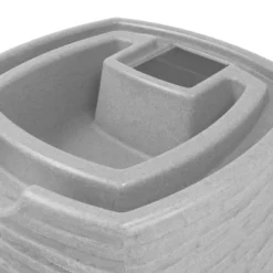 Good Ideas Impressions Riverwalk 50-Gallon Faux Slate Surface Dual Spigot Locations Rain Barrel W/2 Brass Spigots & Screen, Light Granite