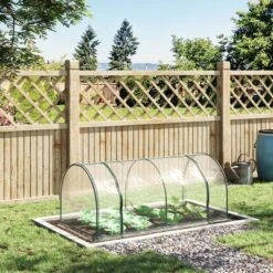 Outsunny Portable Tunneled Greenhouse With Zippered Doors, Water/UV Fighting PVC Cover