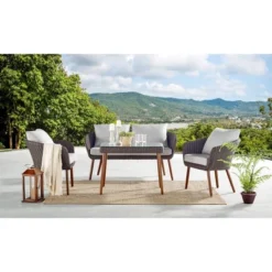 2pk All-Weather Wicker Athens Outdoor Chairs With Cushions Brown - Alaterre Furniture -Garden & Outdoors GUEST 106987db 3cf4 4f53 b93e 887c5700ce77