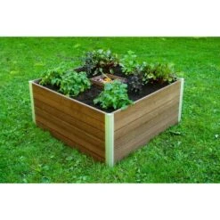 48"x48" Urbana Keyhole Garden Square Vinyl Garden Bed Espresso - Vita