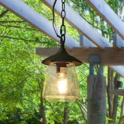 9.5" Metal/Glass Outdoor Pendant Light Black - LNC -Garden & Outdoors GUEST 11a90828 b8e4 46ca ac0c 6f6b8b378a59
