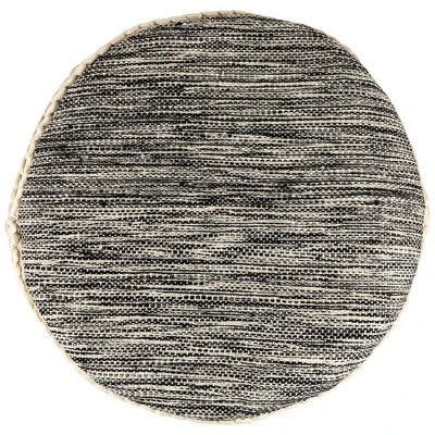 Northlight 18" Striped Cream And Black Outdoor Woven Pouf Ottoman 5 Northlight 18" Striped Cream And Black Outdoor Woven Pouf Ottoman - Image 3