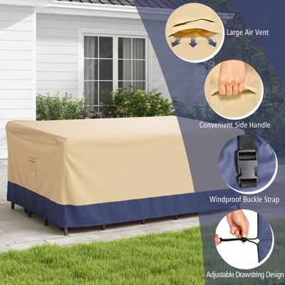 Costway Patio 90''x50'' Dining Set Cover Rectangle Table Chair Waterproof Handle Air Vent 11 Costway Patio 90''x50'' Dining Set Cover Rectangle Table Chair Waterproof Handle Air Vent - Image 9