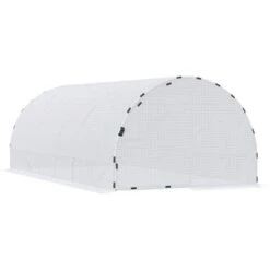 Outsunny 20' X 10' X 7' Large Walk-in Greenhouse, Steel Frame, PE Cover, 2 Doors, Outdoor Tunnel Hoop Hot House Kit, White -Garden & Outdoors GUEST 16e2ae47 2181 4262 ba0d 7ad29b00e45b