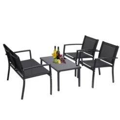 4pc Outdoor Garden Patio Conversation Set - Black - WELLFOR 12 4pc Outdoor Garden Patio Conversation Set - Black - WELLFOR -Garden & Outdoors GUEST 199bbe6b 716b 4c9e 9f0a 38115b76c889