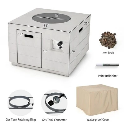 Tangkula 34" Square Concrete Propane Fire Pit Table W/ Lava Rocks Rain Cover 50,000 BTU 10 Tangkula 34" Square Concrete Propane Fire Pit Table W/ Lava Rocks Rain Cover 50,000 BTU - Image 8