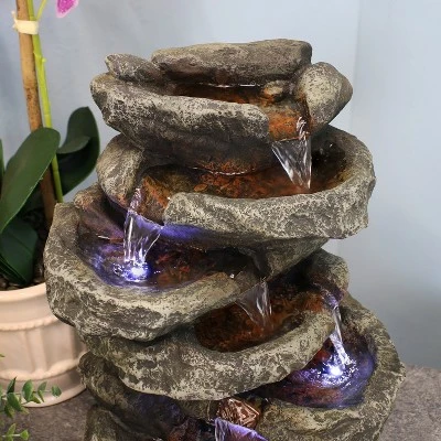 Sunnydaze Decor Sunnydaze Indoor Home Office Relaxing 6-Tiered Stone Falls Tabletop Water Fountain With LED Lights - 15" 8 Sunnydaze Decor Sunnydaze Indoor Home Office Relaxing 6-Tiered Stone Falls Tabletop Water Fountain With LED Lights - 15" - Image 6