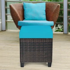 Costway 2PCS Patio Rattan Ottoman Cushioned Seat W/ Foot Rest Turquoise 13 Costway 2PCS Patio Rattan Ottoman Cushioned Seat W/ Foot Rest Turquoise -Garden & Outdoors GUEST 1d85fa1b e6b6 4530 868c 8700272c3750