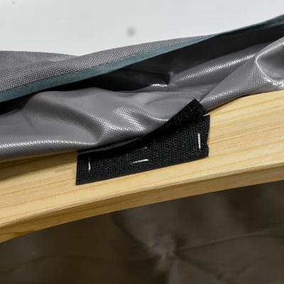 Outsunny Wooden Porch Swing, 2-Seater Outdoor Wood Loveseat Bench With Hanging Chains, Adjustable Canopy, A-Frame Base For Patio, Yard, Garden, Gray 6 Outsunny Wooden Porch Swing, 2-Seater Outdoor Wood Loveseat Bench With Hanging Chains, Adjustable Canopy, A-Frame Base For Patio, Yard, Garden, Gray - Image 4