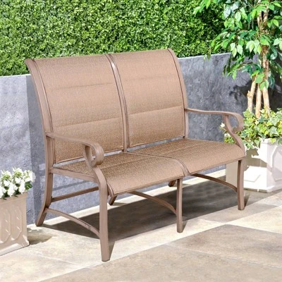Aluminum Bench Chair With Streamlined Armrests For 2 Persons - Natural - WELLFOR 8 Aluminum Bench Chair With Streamlined Armrests For 2 Persons - Natural - WELLFOR - Image 6