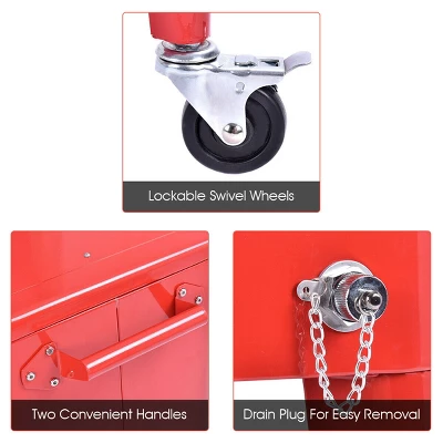 Costway Red Outdoor Patio 80 Quart Cooler Cart Ice Beer Beverage Chest Party Portable 4 Costway Red Outdoor Patio 80 Quart Cooler Cart Ice Beer Beverage Chest Party Portable - Image 2