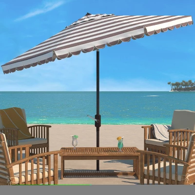 10.8' Round Vienna Umbrella Gray/White - Safavieh 3 10.8' Round Vienna Umbrella Gray/White - Safavieh