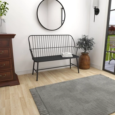 Traditional Outdoor Patio Bench - Black - Olivia & May 15 Traditional Outdoor Patio Bench - Black - Olivia & May - Image 13