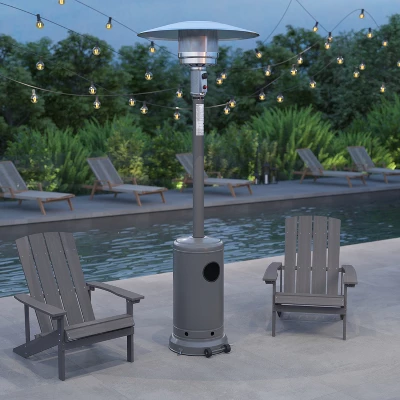 Merrick Lane Stainless Steel 7.5' Tall 40,000 BTU Outdoor Propane Patio Heater With Wheels 3 Merrick Lane Stainless Steel 7.5' Tall 40,000 BTU Outdoor Propane Patio Heater With Wheels