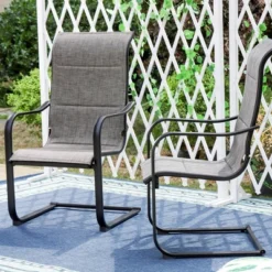 Patio Set With Steel Table With 1.57" Umbrella Hole & Padded Sling Arm Chairs - Captiva Designs -Garden & Outdoors GUEST 23a03e77 cddf 407a bf9d f513c9175cbd 1