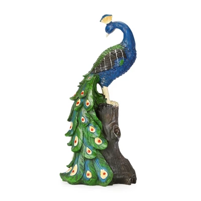 Techko Maid Peacock Meditating Solar Outdoor Garden Statue Decor With Spotlight 4 Techko Maid Peacock Meditating Solar Outdoor Garden Statue Decor With Spotlight - Image 2