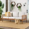 Saracina Home Modern Boho Eucalyptus Outdoor Spindle Sofa With Cushions -Garden & Outdoors GUEST 25891c08 5c62 4163 817a ce369b6dab3f