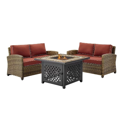 3pc Bradenton Outdoor Steel Fire Pit Set With 2 Loveseats Sangria/Weathered Brown - Crosley 9 3pc Bradenton Outdoor Steel Fire Pit Set With 2 Loveseats Sangria/Weathered Brown - Crosley - Image 7