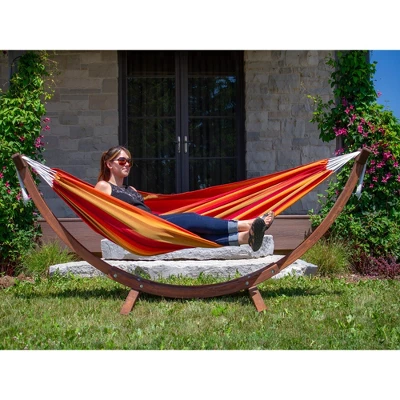 The Hamptons Collection 102” Orange Striped Sunbrella Brazilian Style Hammock With Stand 3 The Hamptons Collection 102” Orange Striped Sunbrella Brazilian Style Hammock With Stand