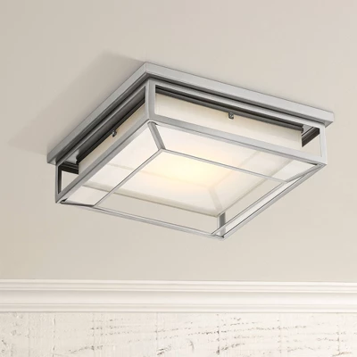 Possini Euro Design Radcliffe Modern Flush Mount Outdoor Ceiling Light Matte Nickel LED 4" Frosted Bonded Glass Damp Rated For Post Exterior Barn Deck 3 Possini Euro Design Radcliffe Modern Flush Mount Outdoor Ceiling Light Matte Nickel LED 4" Frosted Bonded Glass Damp Rated For Post Exterior Barn Deck