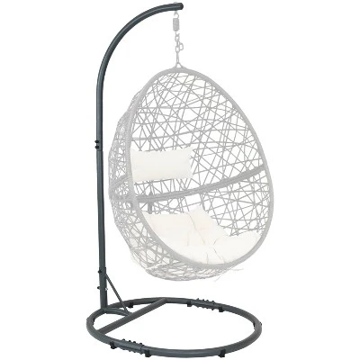 Sunnydaze Decor Sunnydaze Durable Indoor/Outdoor Powder-Coated Steel Egg Chair Stand With Extra-Wide Round Base - 76" H - Black 8 Sunnydaze Decor Sunnydaze Durable Indoor/Outdoor Powder-Coated Steel Egg Chair Stand With Extra-Wide Round Base - 76" H - Black - Image 6