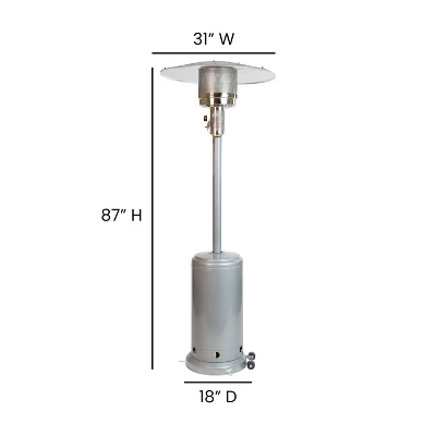 Merrick Lane Stainless Steel 7.5' Tall 40,000 BTU Outdoor Propane Patio Heater With Wheels 12 Merrick Lane Stainless Steel 7.5' Tall 40,000 BTU Outdoor Propane Patio Heater With Wheels - Image 10