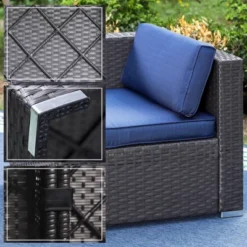 6pc Outdoor Rattan Wicker Sectional Sofa Set - Blue - Captiva Designs -Garden & Outdoors GUEST 3078b348 92ee 4ef8 88cd 752dcbc58a8a