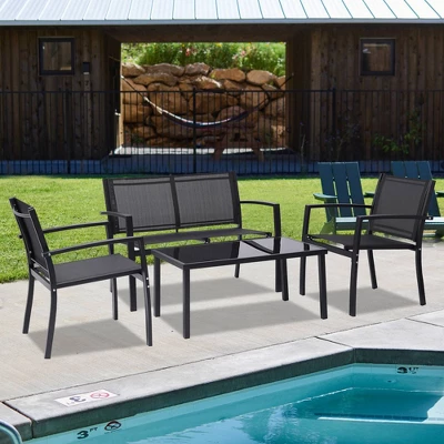 4pc Outdoor Garden Patio Conversation Set - Black - WELLFOR 9 4pc Outdoor Garden Patio Conversation Set - Black - WELLFOR - Image 7