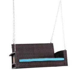 Outsunny 2-Person Wicker Hanging Porch Swing Bench Outdoor Chair With Cushions -Garden & Outdoors GUEST 329c1d21 d5f6 4992 9db4 a73d8d224ca6